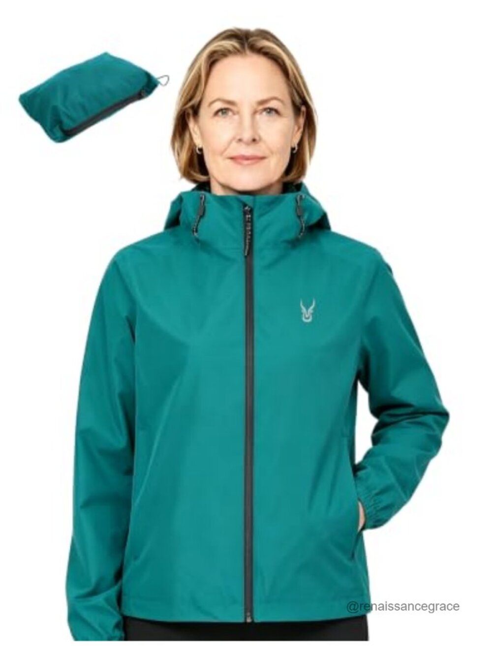 Womens Lightweight Waterproof Raincoat Hooded Windproof Packable Jacket
